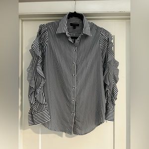 Striped Wavy Sleeve Blouse